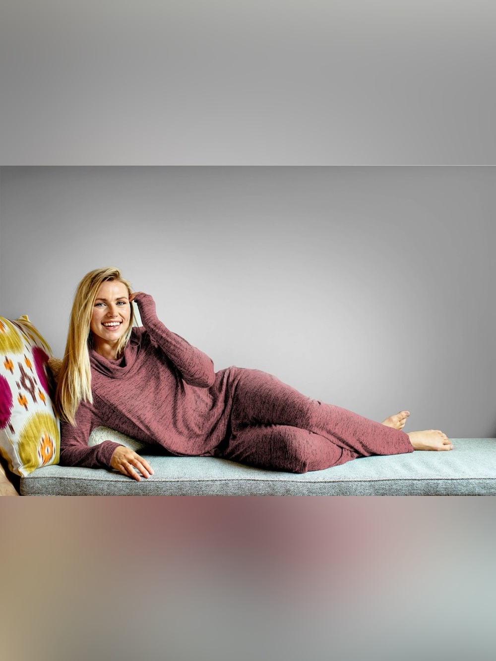 Hello Mello Cozy Two-Piece Lounge Set in Heathered Mauve - small